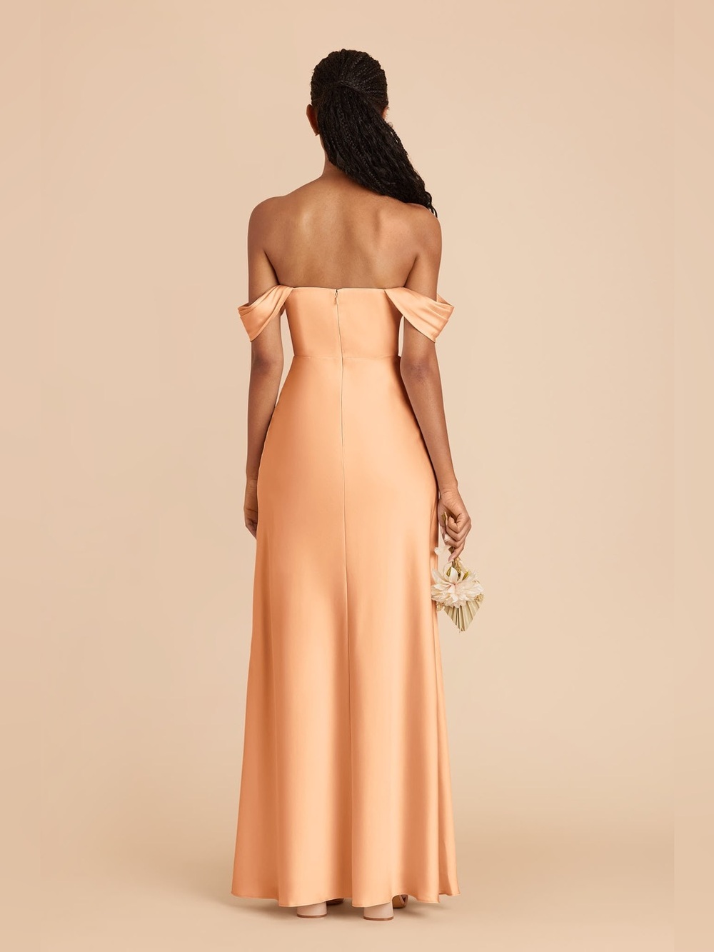 Mia Matte Satin Dress - Peach Matte Satin - Picture 3 of 4